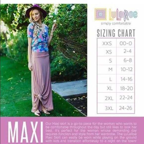 LuLaRoe Maxi Skirt Women's 3XL Blue Red Flowers EUC - Picture 7 of 7